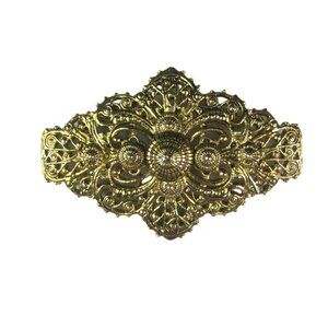 Vintage Goldtone Filigree Brooch Pin Victorian Style Bar Pin Filigree